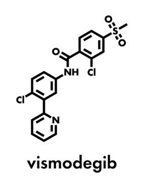 Vismodegib Cancer Drug Molecule. Used In Treatment Of Basal Cell Carcinoma. Skeletal Formula.