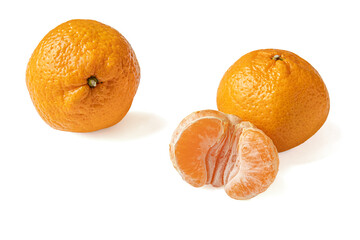 juicy ripe mandarins isolated on white