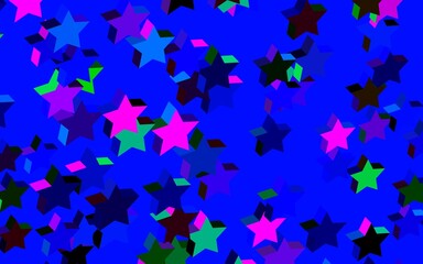 Dark Multicolor vector backdrop with small and big stars.