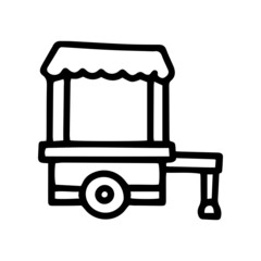 street food cart line vector doodle simple icon