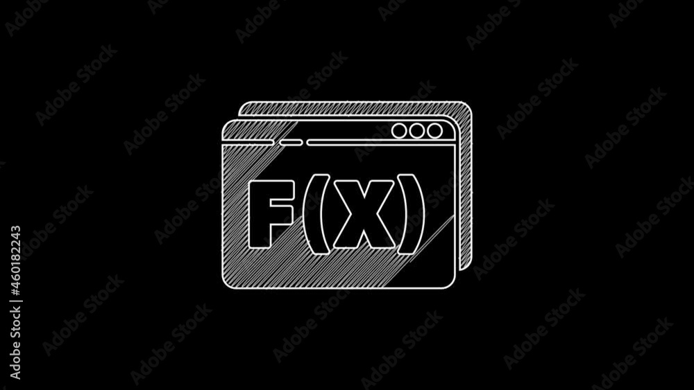 Poster white line function mathematical symbol icon isolated on black background. 4k video motion graphic a