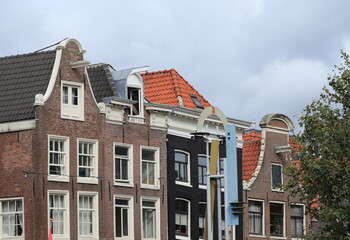 Amsterdam Historic House Facades at Niewmarkt Square, Netherlands