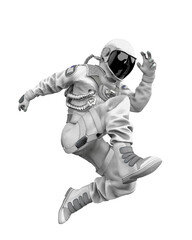 american astronaut is jumping - obrazy, fototapety, plakaty
