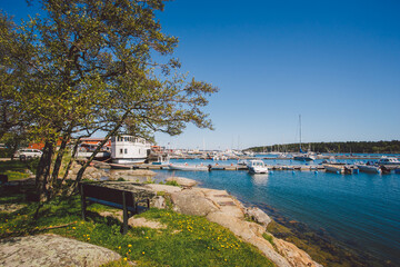 April 17, 2014. The city of nynashamn in Sweden. The embankment of the Baltic Sea. Berth, parking...