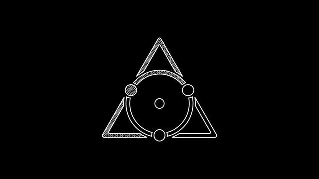 White line Triangle math icon isolated on black background. 4K Video motion graphic animation