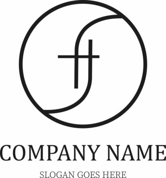 Initial letter tf or ft minimal line logo vector design template