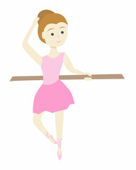 A cute little girl ballerina is engaged in dancing. The ballerina is learning to dance. Vector illustration of girl's hobbies and interests