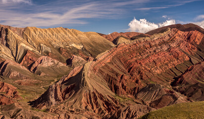 Panoramic view of the 14 colours mountains (cerro de los 14 colores), also called Hornocal in...
