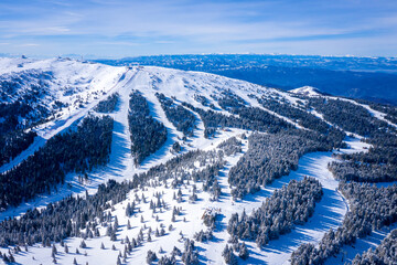 Panorama of the ski resort Kopaonik in Serbia. Kopaonik National Park, winter landscape in the...