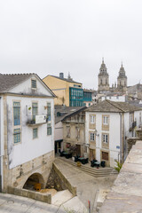 Old town of Lugo with the cathedral on the background