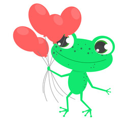 Cute animal. Hand drawn characters. Vector frog