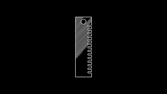 White line Ruler icon isolated on black background. Straightedge symbol. 4K Video motion graphic animation