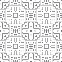 Vector pattern with symmetrical elements . Repeating geometric tiles from striped elements.Monochrome stylish texture.Black and white pattern for wallpapers and backgrounds. 