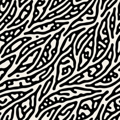 Vector seamless pattern. Floral stylish background. Monochrome floral theme. Contrast texture with smooth leaves.