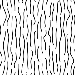 Sketched organic, natural, wooden seamless pattern. Minimalist tree bark design background. Freehand irregular vertical dash lines print. Modern simple minimal ornament. - obrazy, fototapety, plakaty