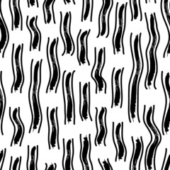 Brushstrokes motif geometric print. Paint brush smears seamless pattern. Freehand grunge design background. Trendy handdrawn modern simple geo ornament