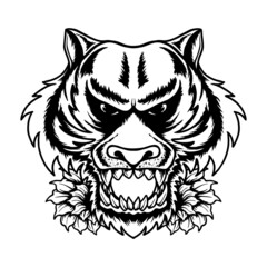 tiger head character vector illustration tshirt design premium