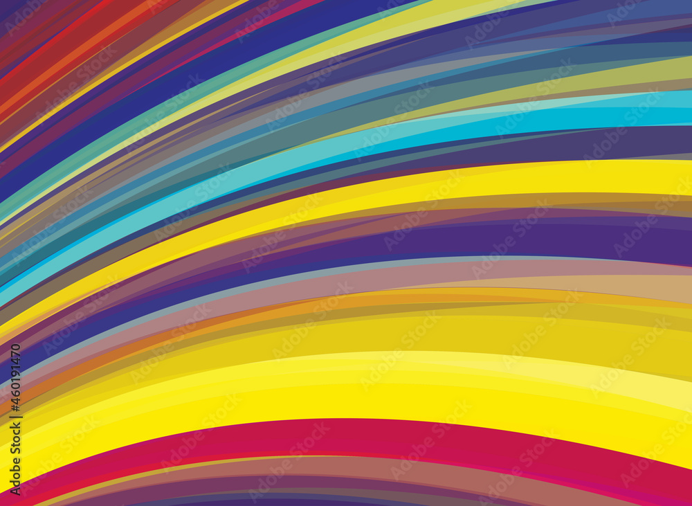 Poster multicolor background with curved saturated stripes. colorful pattern