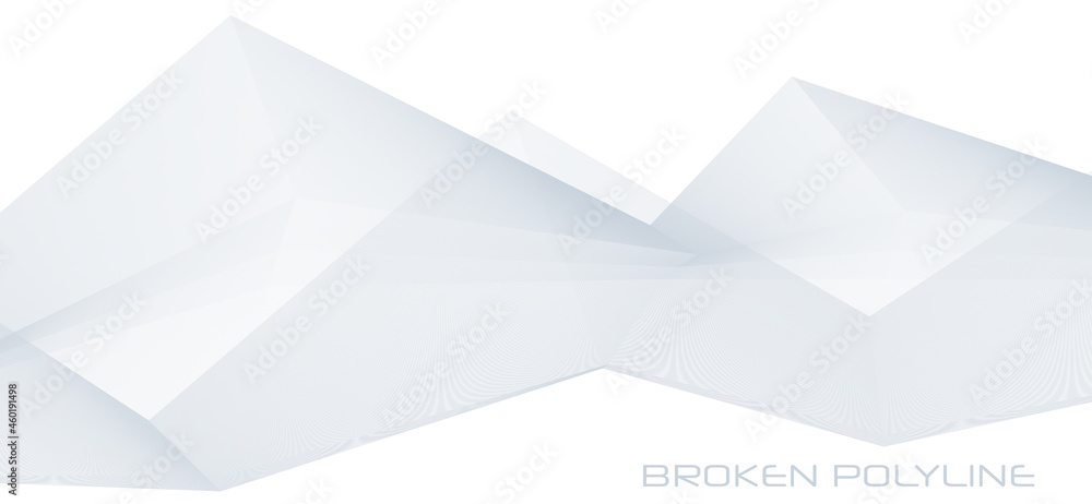 Poster light gray broken polyline on white background