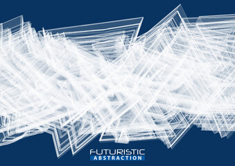 Futuristic abstract polyline on dark blue background. Complex graphics