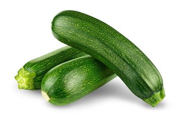 Composition of fresh young zucchini, isolated on white background