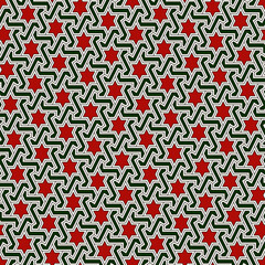 Oriental ancient mosaic pattern. Ethnic ornament. Repeated geometric figures, stars motif. Seamless surface design. Ornamental wallpaper. Geo abstract background. Digital paper, textile print.