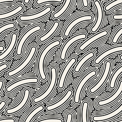 Fototapeta na wymiar Vector seamless pattern. Monochrome organic shapes. Stylish wormy print. Abstract natural texture. Hand drawn abstract background. Can be used as swatch for illustrator. 