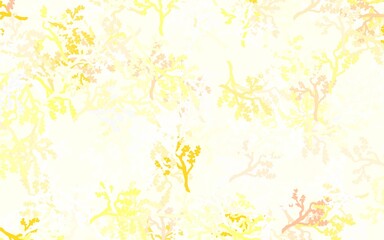 Light Orange vector doodle background with leaves, branches.