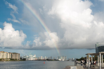 rainbow over the city