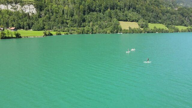 A panoramic view of the mesmerizing lake Lungern in Switzerland