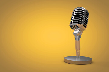Professional microphone with color background, podcast or recording studio background, 3d illustration