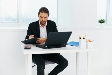 businessmen work in front of laptop emotions Lifestyle