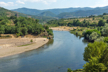 Fototapeta na wymiar Arda River meander near town of Madzharovo, Bulgaria