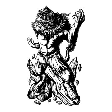 Lion man character vector illustration premium tshirt design
