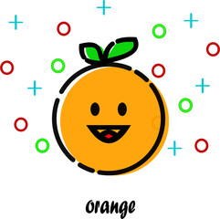 Orange fruit smiling happily, good for education and health nutrition.
