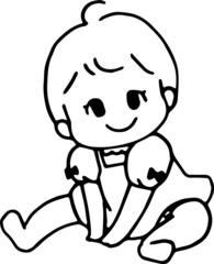 お座りする赤ちゃんのイラスト