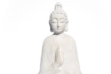 Fototapeta na wymiar White Buddha White Background 
