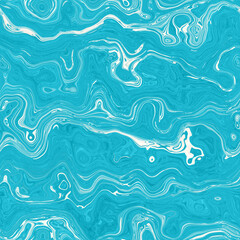 Fototapeta na wymiar Aegean teal mottled swirl marble nautical texture background. Summer coastal living style home decor. Liquid fluid blue water flow effect dyed textile seamless pattern.