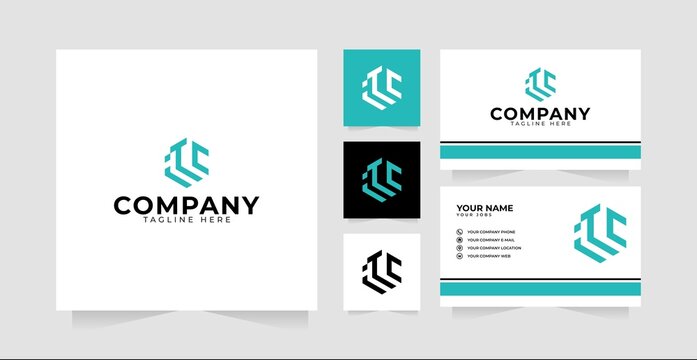Letter ITC logo design business card template