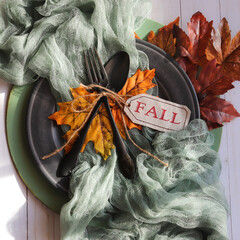 Fall Green Sash Tablescape