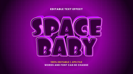 Space baby editable text effect in modern 3d style