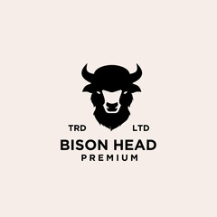 Premium black bison head vector logo icon design isolated white background