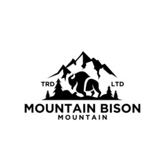 Premium black bison vector logo icon design isolated white background © Alpha Vector