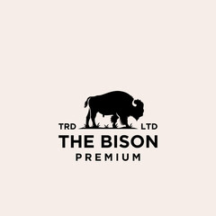 Premium black bison vector logo icon design isolated white background © Alpha Vector