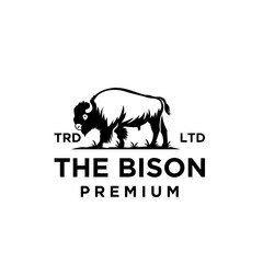 Premium black bison vector logo icon design isolated white background © Alpha Vector