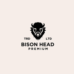 Premium black bison head vector logo icon design isolated white background © Alpha Vector