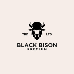 Premium black bison head vector logo icon design isolated white background © Alpha Vector