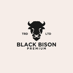 Premium black bison head vector logo icon design isolated white background