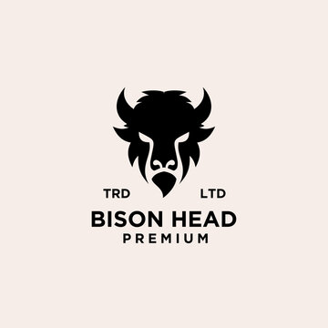 Premium black bison head vector logo icon design isolated white background