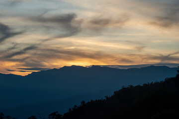 Beautiful sunset overlooking the mountains of Boyaca Colombia
